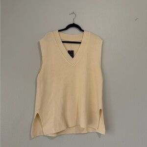 Cream Sleeveless V-Neck Sweater